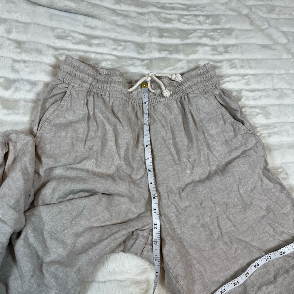 Tahari M Linen Blend Sand Beige Wide Leg Beach Resort Minimal Pull On Pants City - Picture 3 of 9